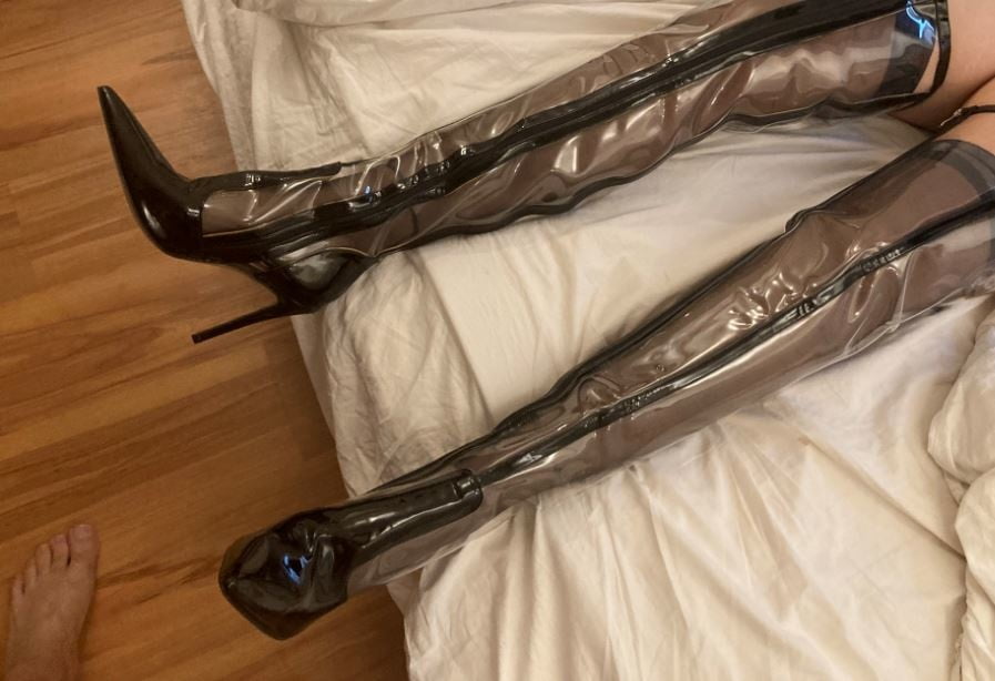 Clear PVC Plastic Boots and Nylons 3 #106731763