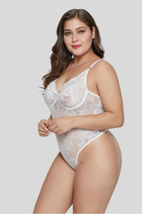 Plus Size White Lingerie #82311981