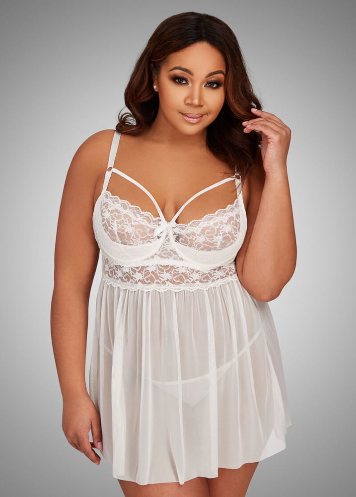 Plus Size White Lingerie #82311987