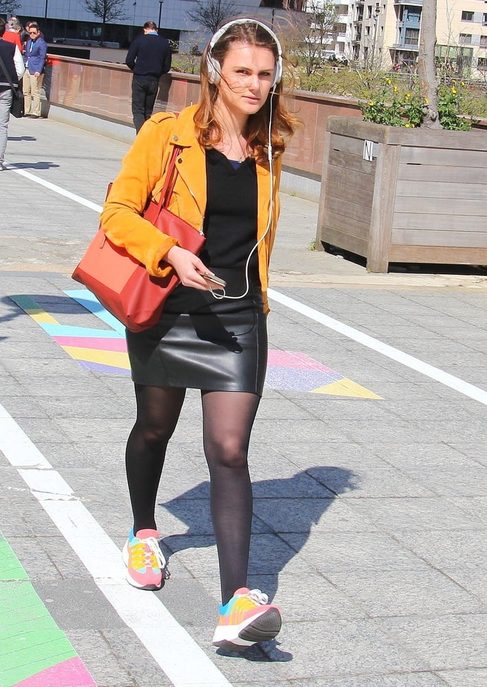 Street Pantyhose - French Sluts in PH and Leather Skirts #90951934