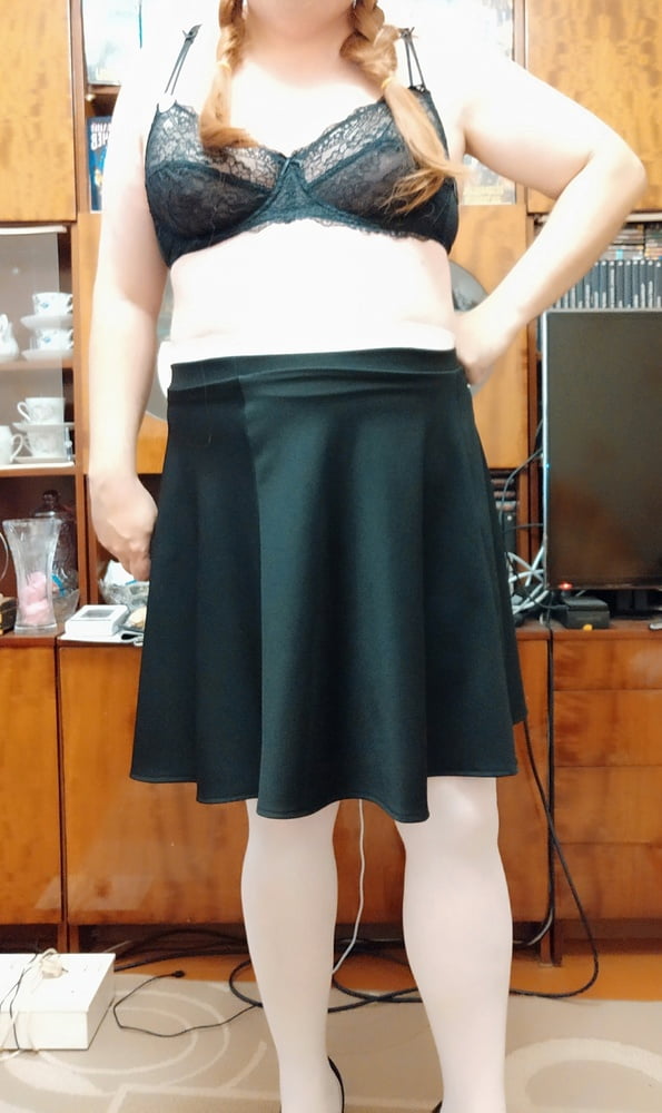 white tights &amp; black skirt #106854475