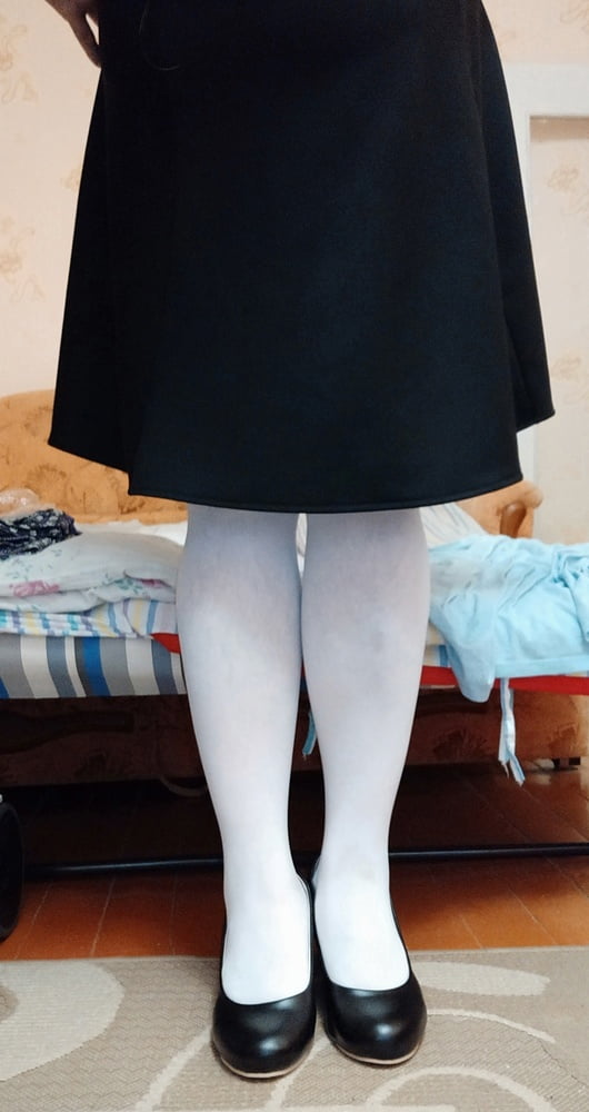 white tights &amp; black skirt #106854482