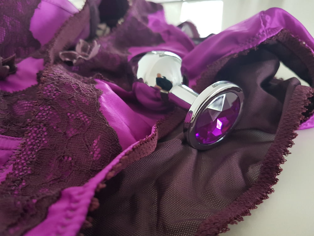 Wife&#039;s lingerie and jewel butt plug. #92855192