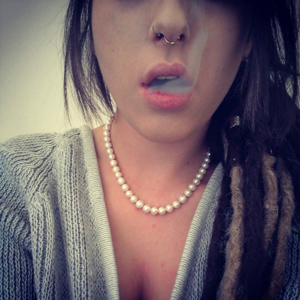 Jewish Hippie Party girl smoking #93470232