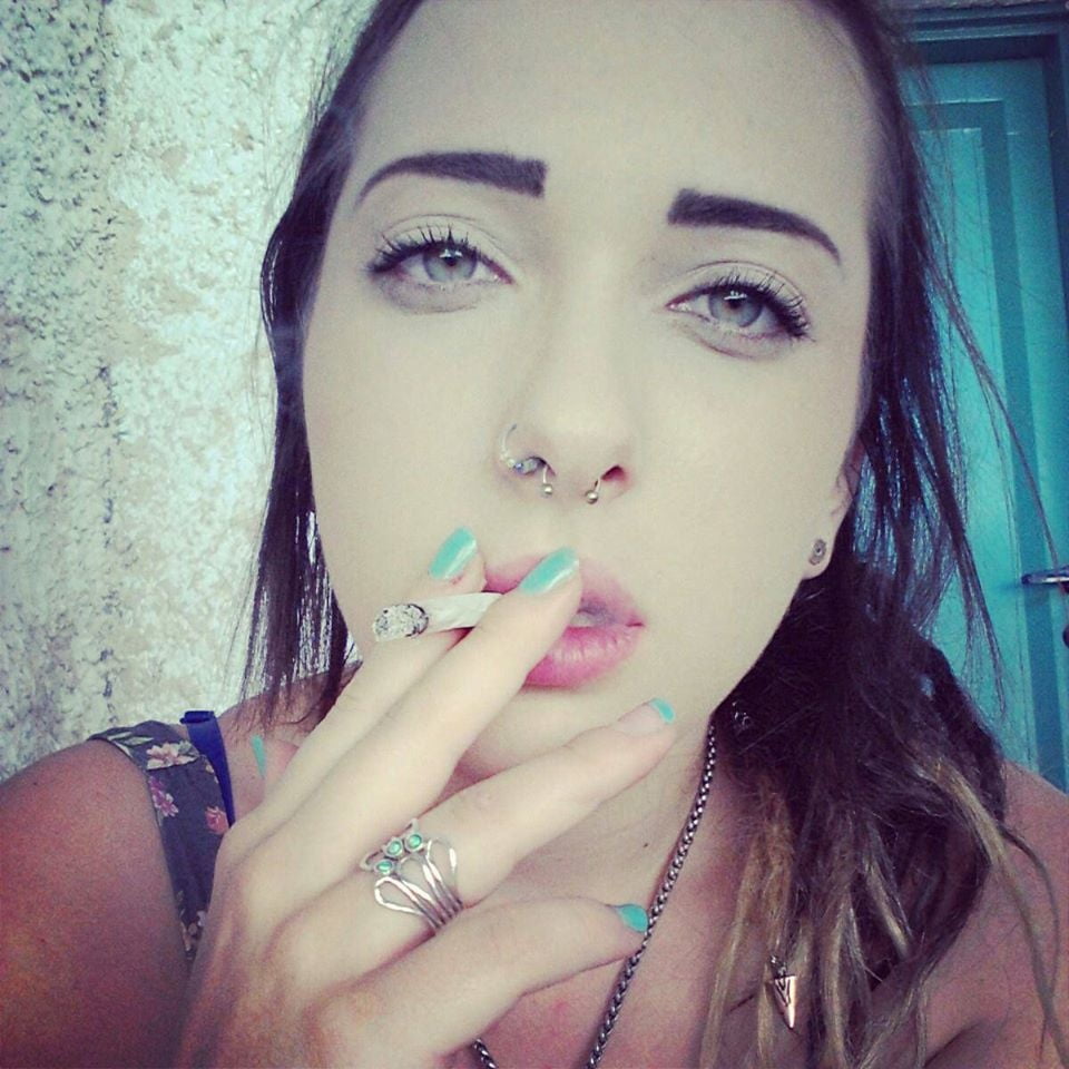 Jewish Hippie Party girl smoking #93470238