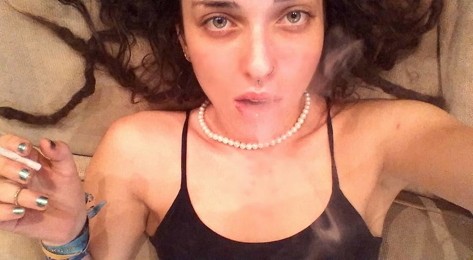 Jewish Hippie Party girl smoking #93470252