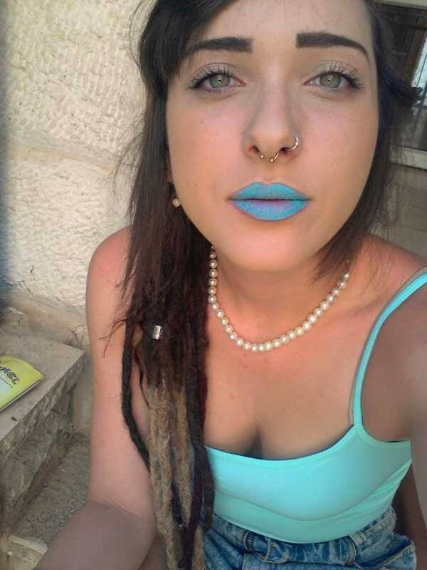 Jewish Hippie Party girl smoking #93470254