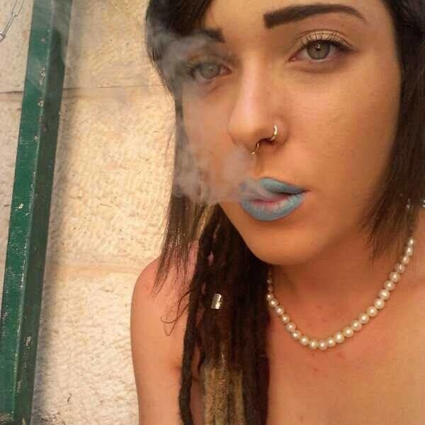 Jewish Hippie Party girl smoking #93470258