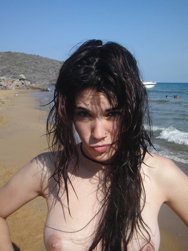 young punk rock slut from spain exposed at beach #92790305