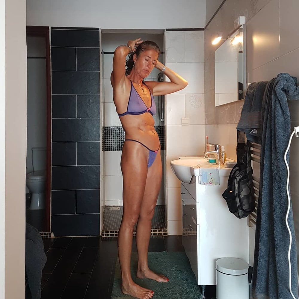 Horny amateur mature teasing in bathroom #97865212