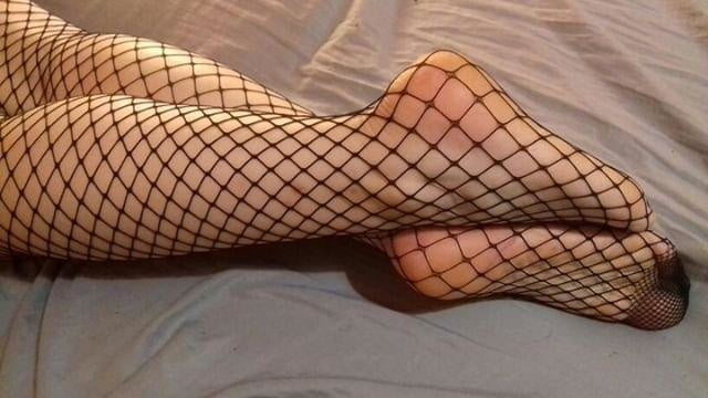 Her sexy feet with fishnets #80260698