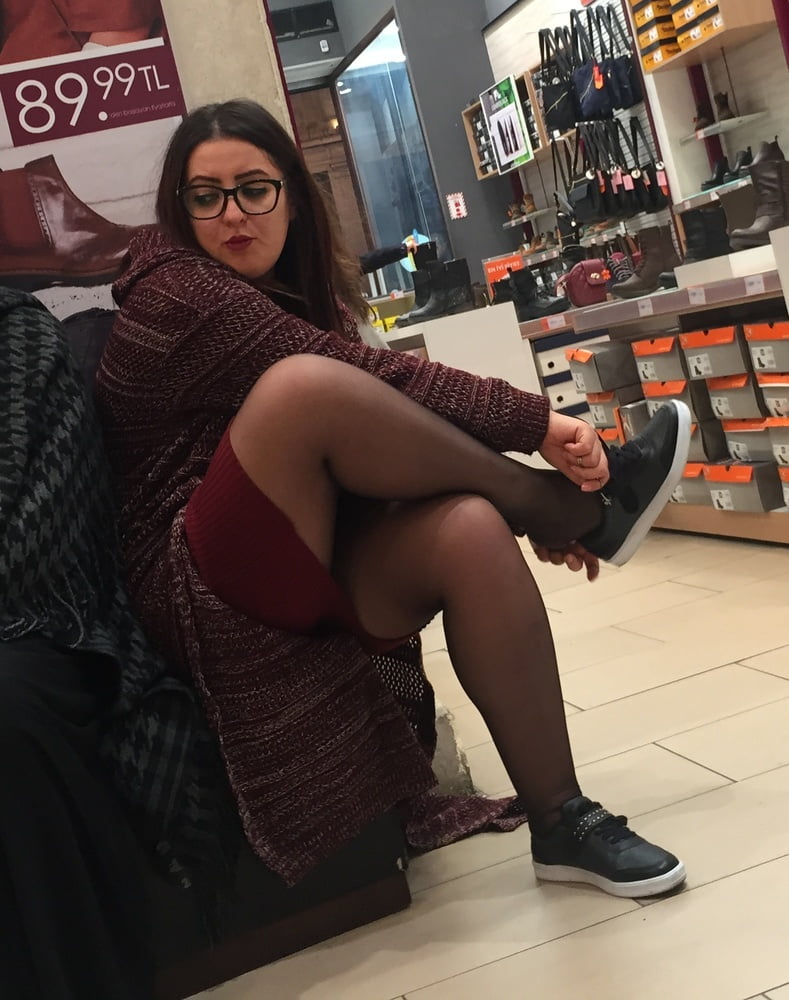 Pantyhosed Shopping - Chubby Bitch in Black Pantyhose #95610021