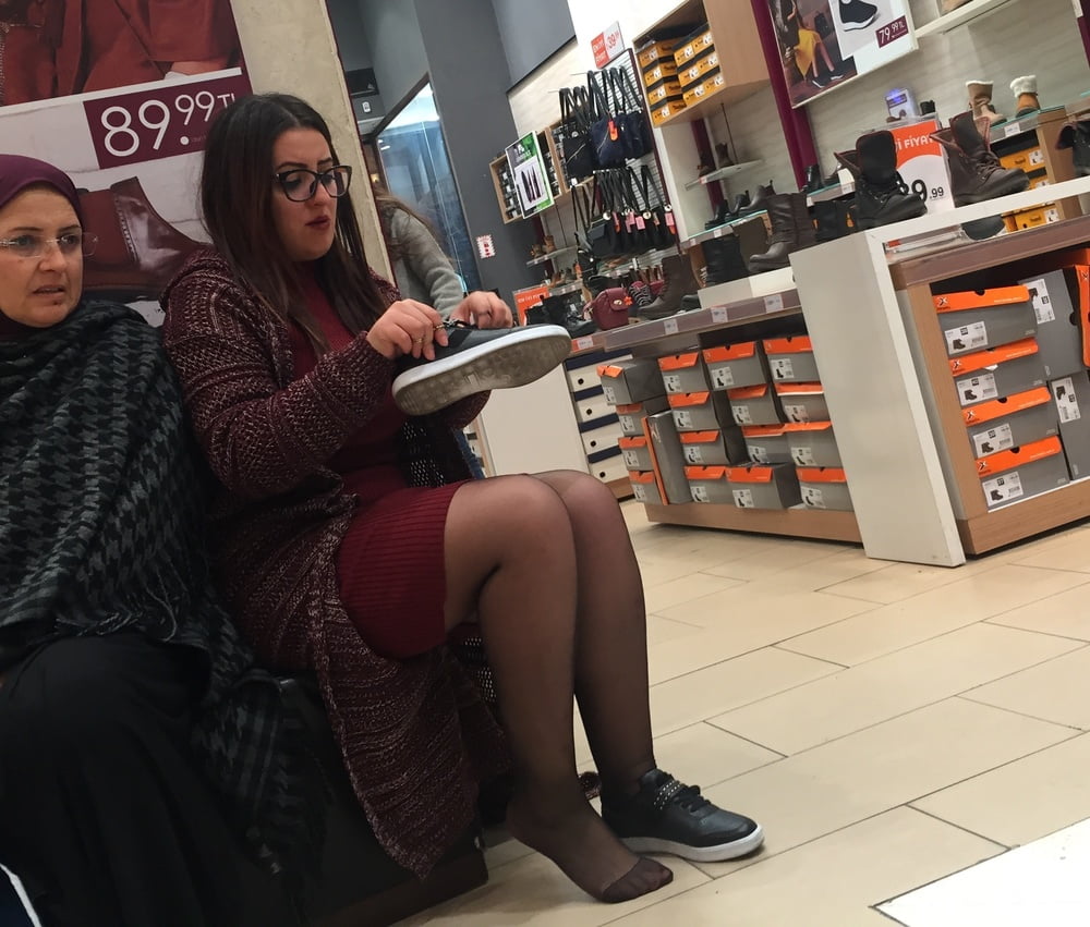 Pantyhosed Shopping - Chubby Bitch in Black Pantyhose #95610029