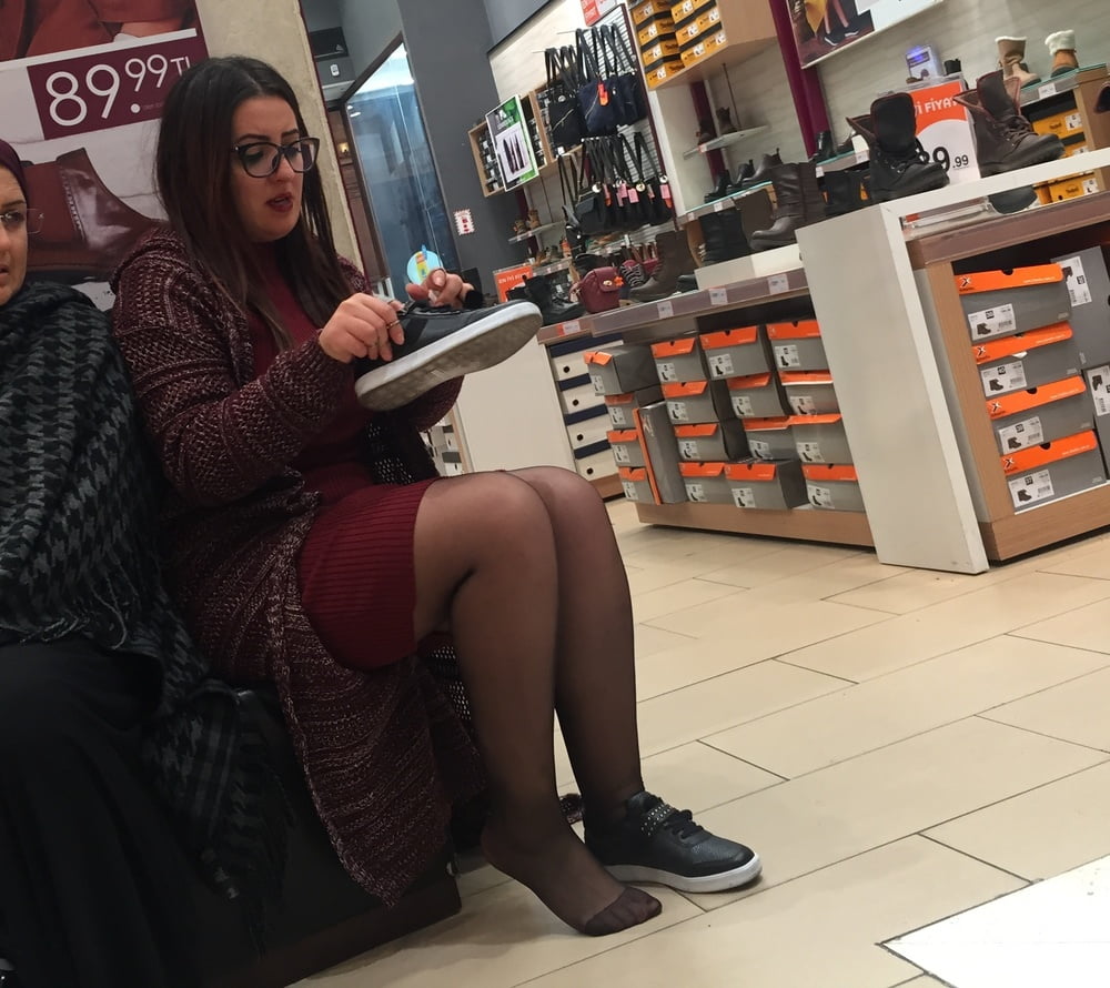 Pantyhosed Shopping - Chubby Bitch in Black Pantyhose #95610033