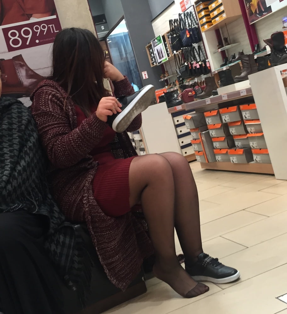 Pantyhosed Shopping - Chubby Bitch in Black Pantyhose #95610035