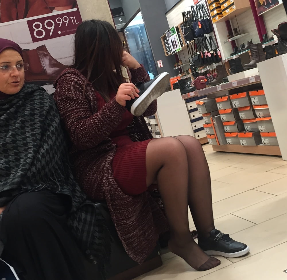 Pantyhosed Shopping - Chubby Bitch in Black Pantyhose #95610036