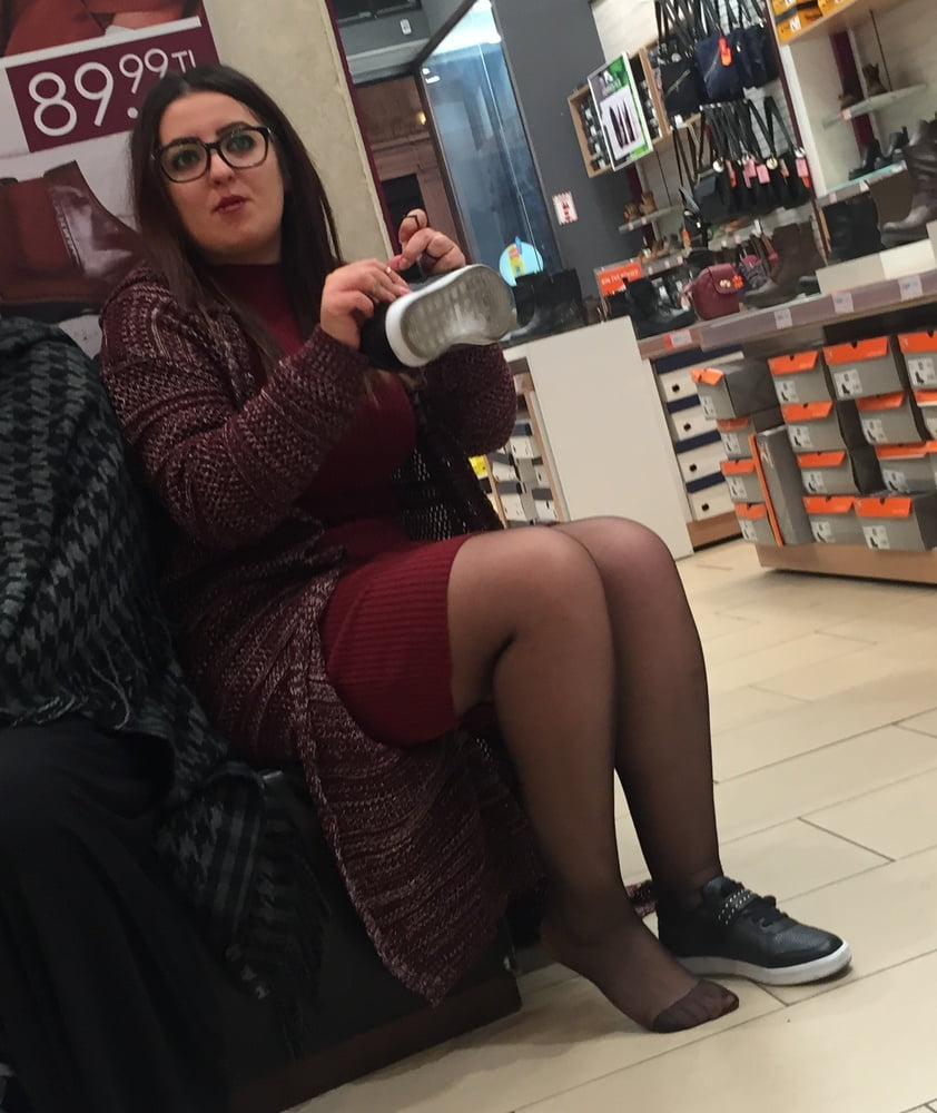 Pantyhosed Shopping - Chubby Bitch in Black Pantyhose #95610037