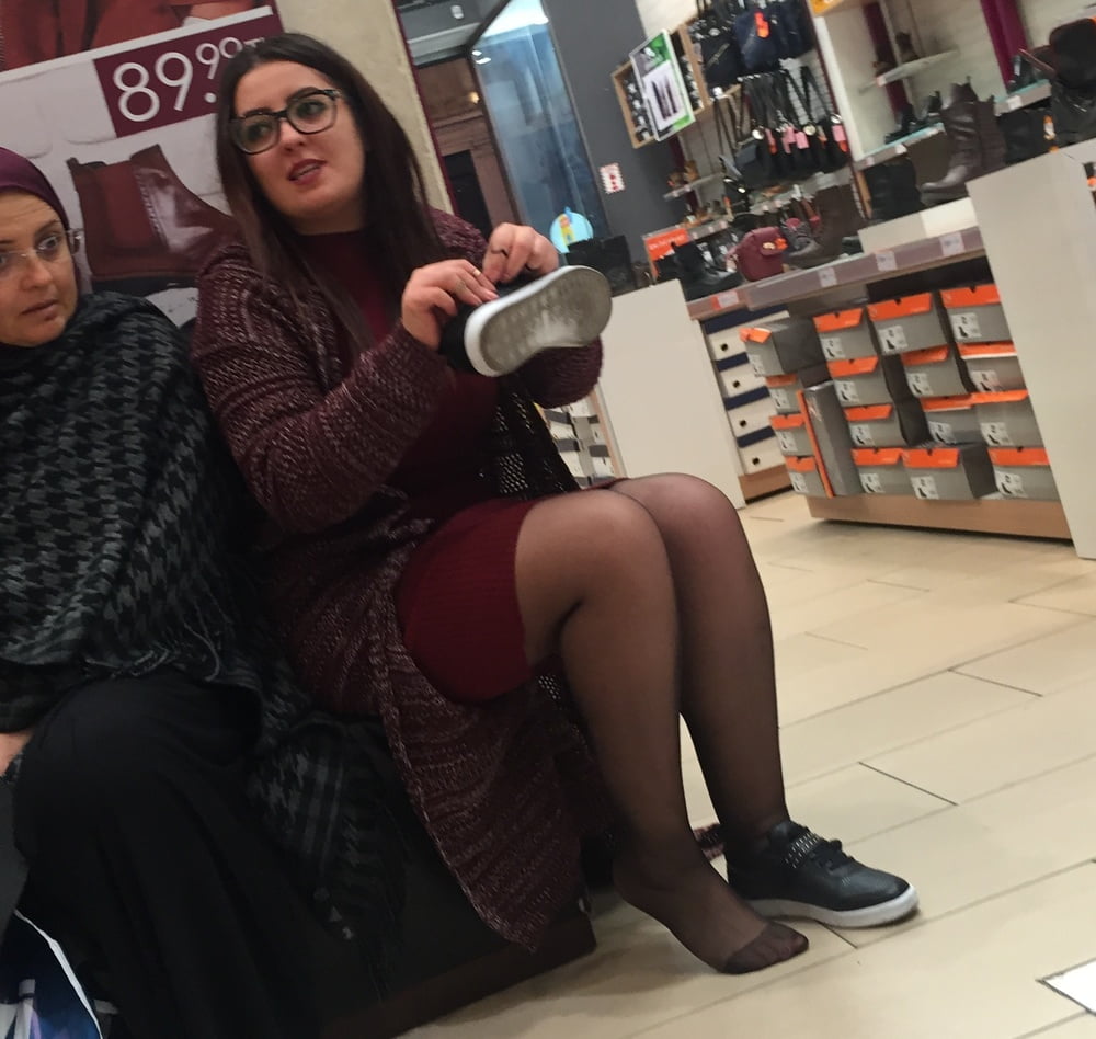 Pantyhosed Shopping - Chubby Bitch in Black Pantyhose #95610038