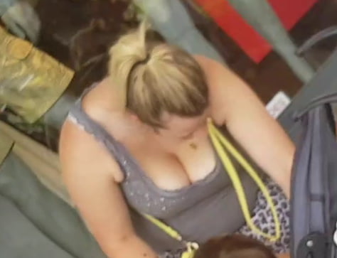 hot mom with very hot tits show a big cleavage in public #88702876
