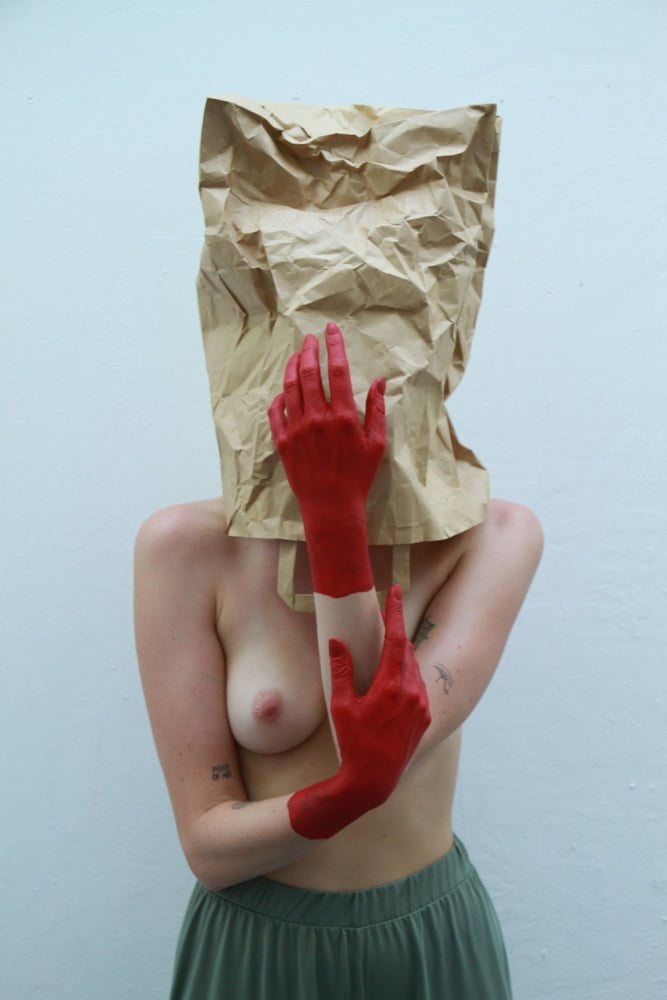 Artsy Redhanded Paper Bag Model #100922685