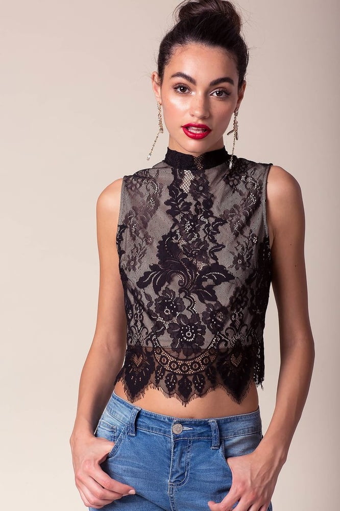 Sleeveless lace tops- sexy elegance #88172366