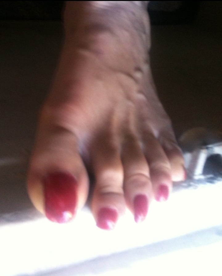 red toenails mix (older, dirty, toe ring, sandals mixed). #106916279