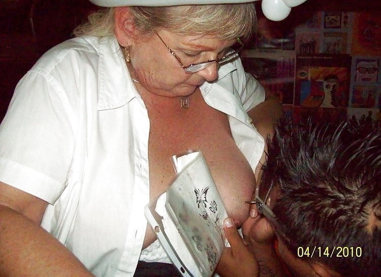 Drunk granny gets a tattoo on her tit #88511096