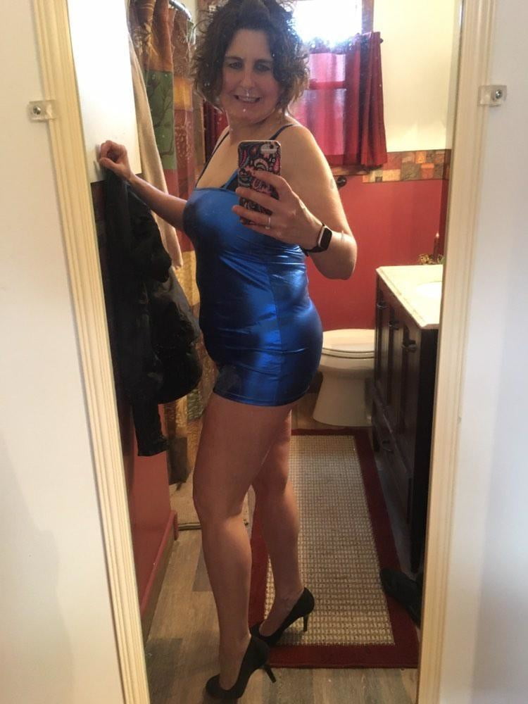 Milf sexy blaues Kleid Fersen
 #100934120
