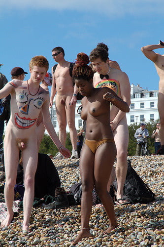 0704 Nude beach couples and groups. #96641803