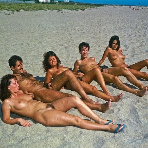 0704 Nude beach couples and groups. #96641844