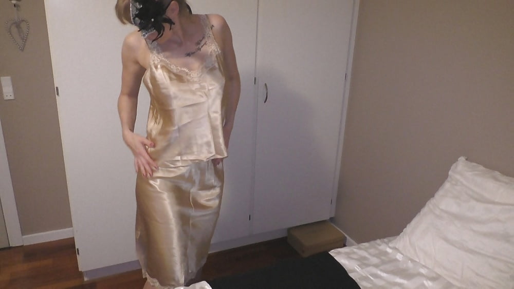 Satin-fucked in, gold satin halfslip set and satin panties
 #106712654