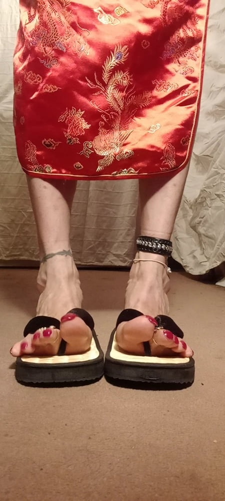 asian ts sexy feet in sandals, mules, high hells . #106829802