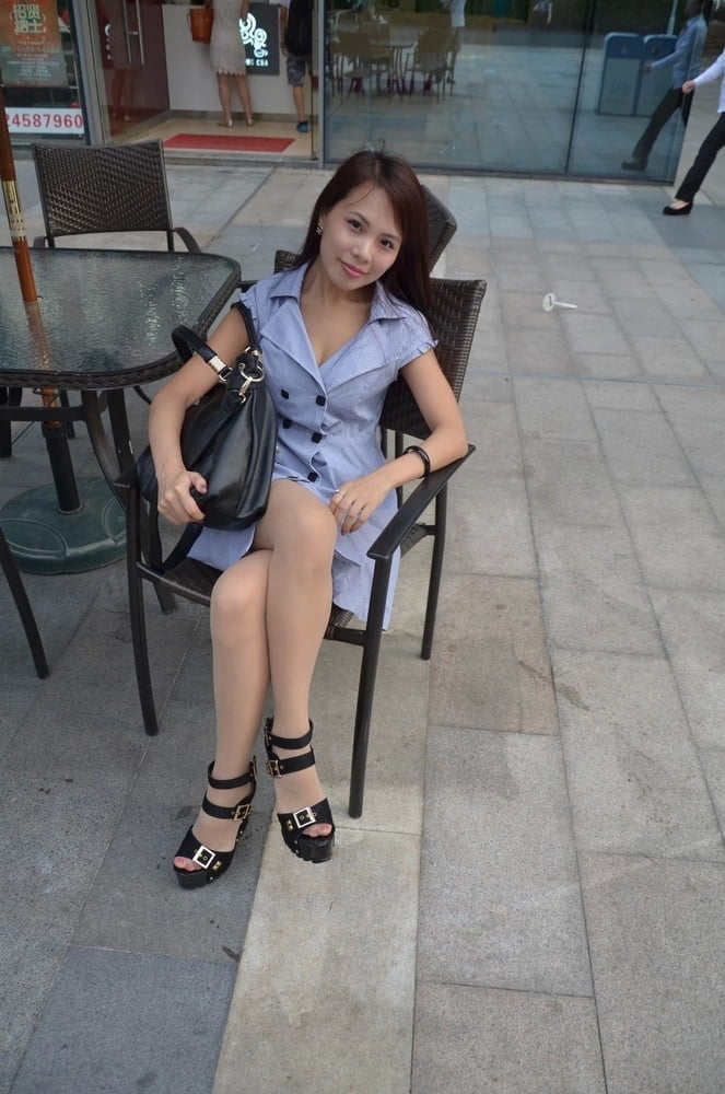 korean girl in pantyhose and platform sandals #101565941