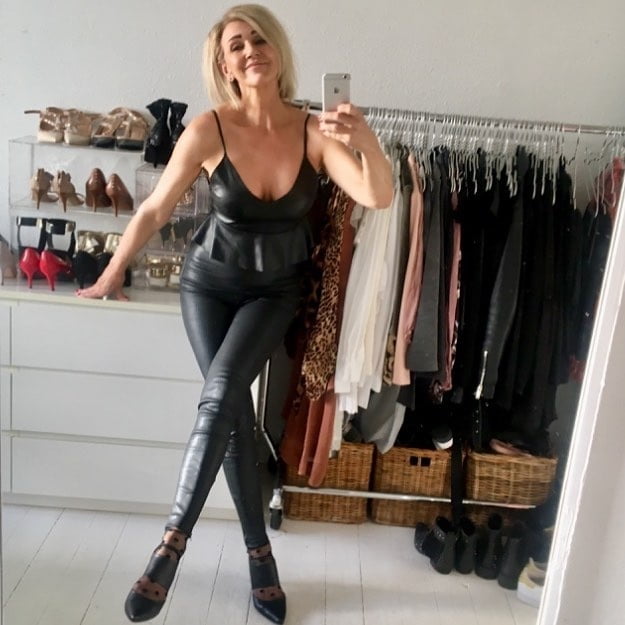 Hot mature Danish mom in leather pants #106168705