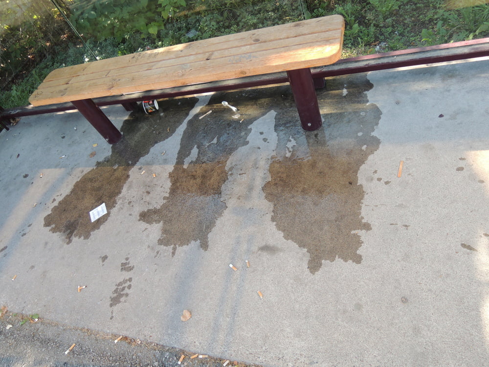 My piss puddles at the bus stop #103879661