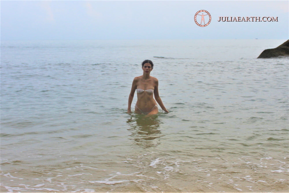 Part 5. Julia V Earth in white bikini at the beach. #106862245