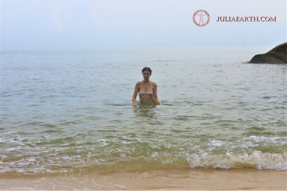Part 5. Julia V Earth in white bikini at the beach. #106862246
