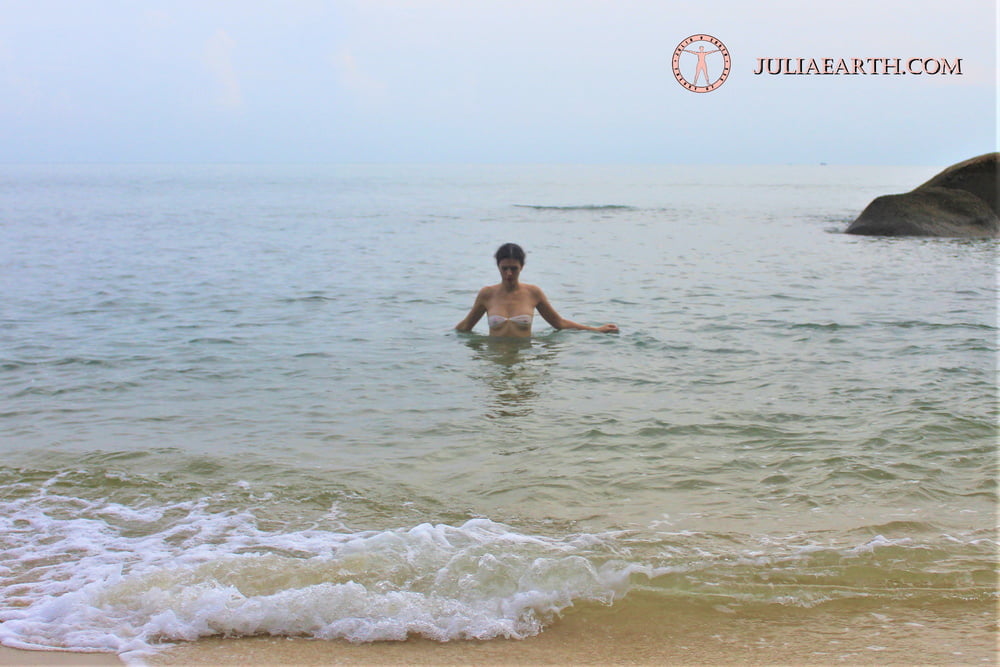 Part 5. Julia V Earth in white bikini at the beach. #106862247