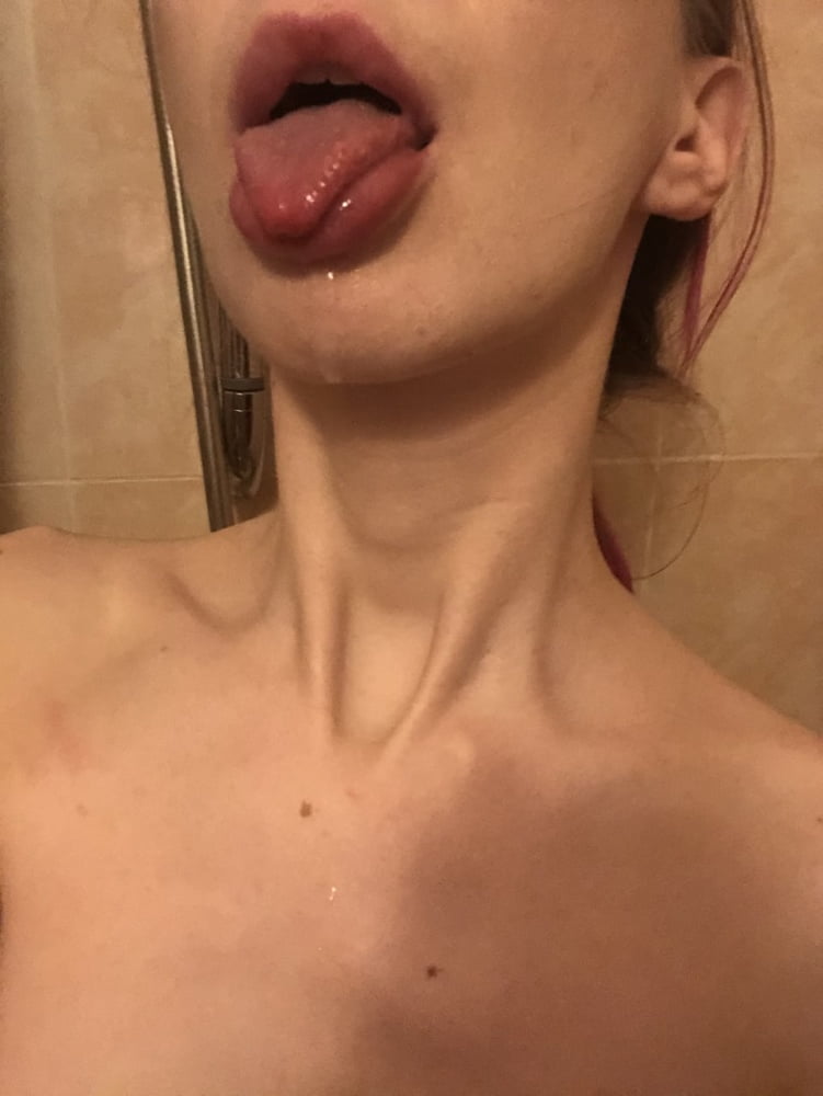 Close-up of pussy and drool in bathroom #106873478