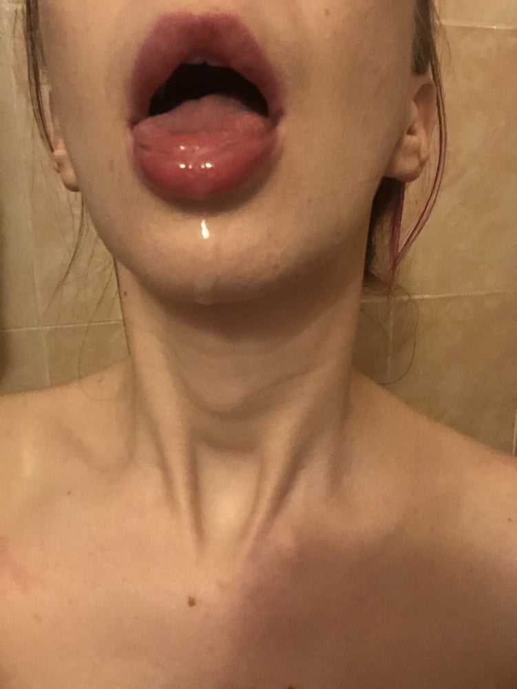 Close-up of pussy and drool in bathroom #106873479