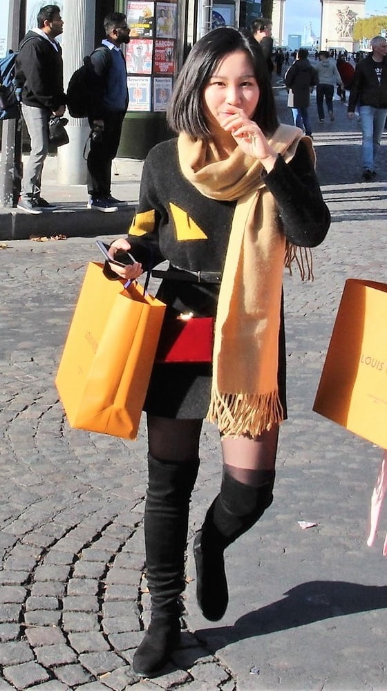 Street Pantyhose - Pantyhosed Asians in France #91218082