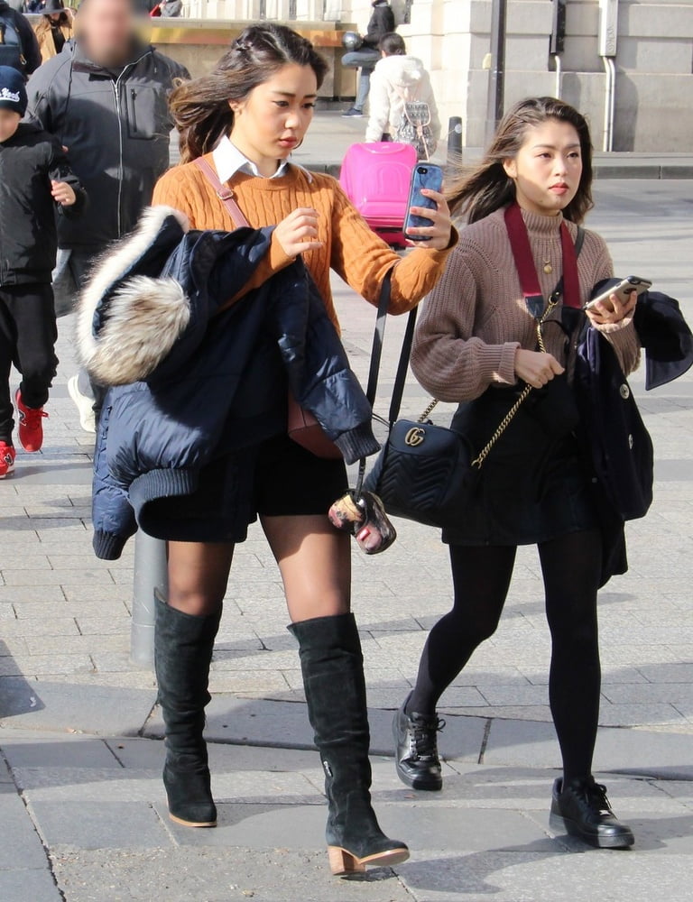 Street Pantyhose - Pantyhosed Asians in France #91218089