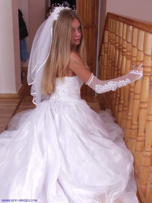 Sexy Bride Wearing White Dress #90480731