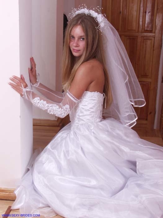 Sexy Bride Wearing White Dress #90480734