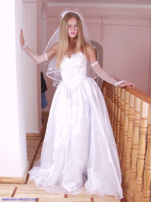 Sexy Bride Wearing White Dress #90480750
