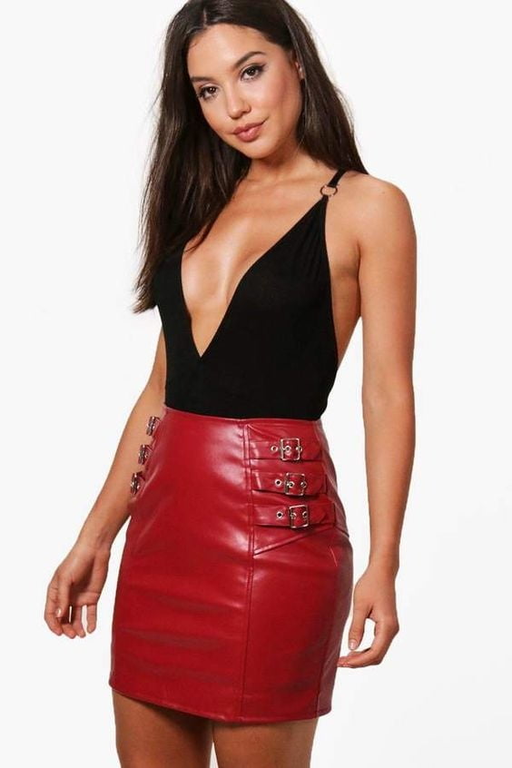 Red Leather Skirt 3 - By Redbull18 #100473033