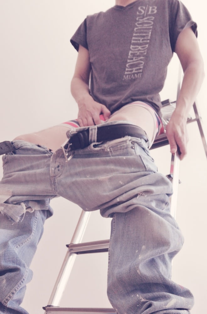 Hot house painter gets naked at work #107158696