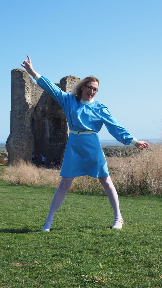 Outdoors in a Blue Latex Dress from Latex and Lovers .co.uk #106885258