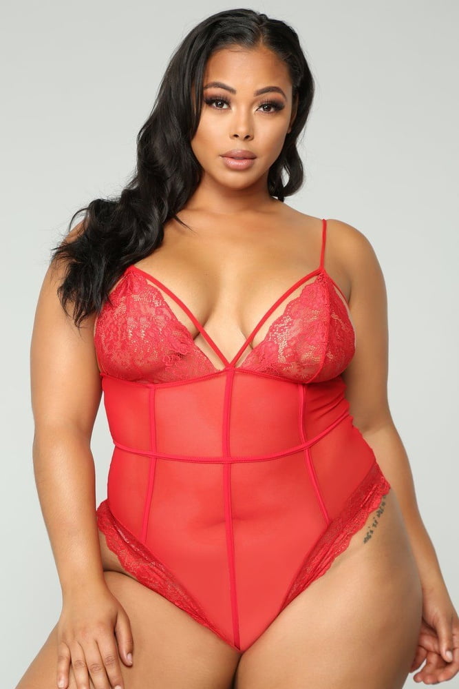 Plus Size Red Lingerie #87649523