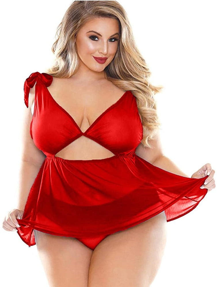 Plus Size Red Lingerie #87649550